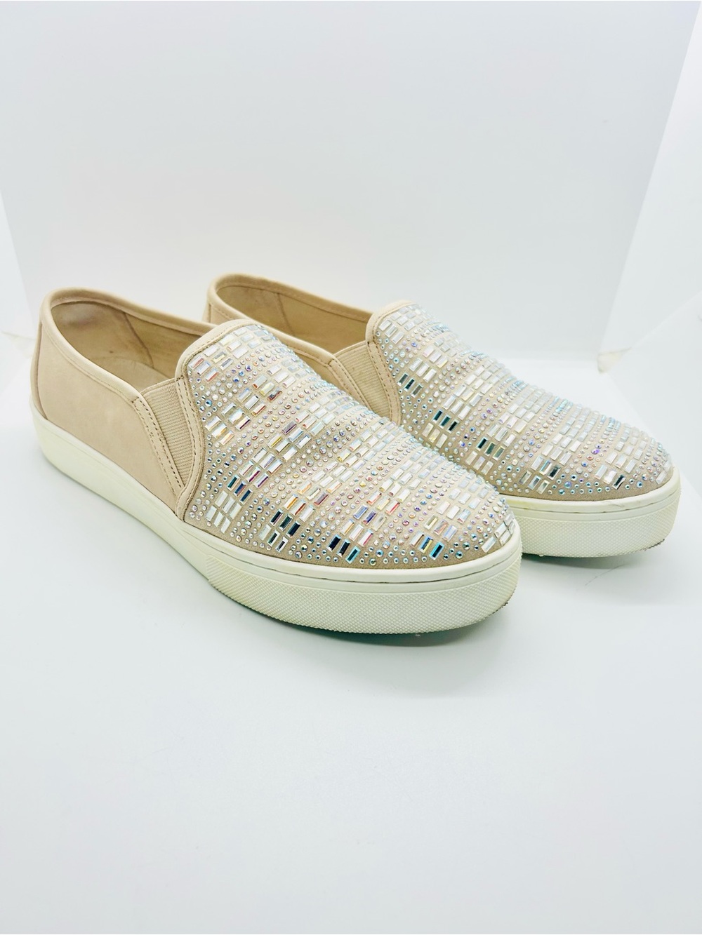 Gianni Bini Luxine Jeweled Beige Slip-On Sneaker